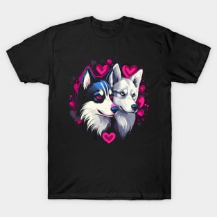 Siberian Husky Couple Valentine T-Shirt